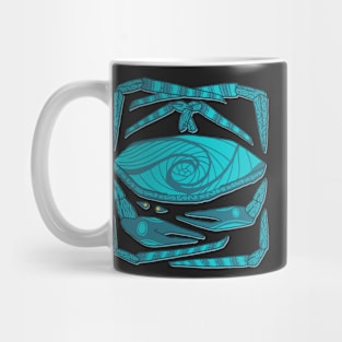 Ancient Crustacean, Blue Heiroglyphic Crab Mug